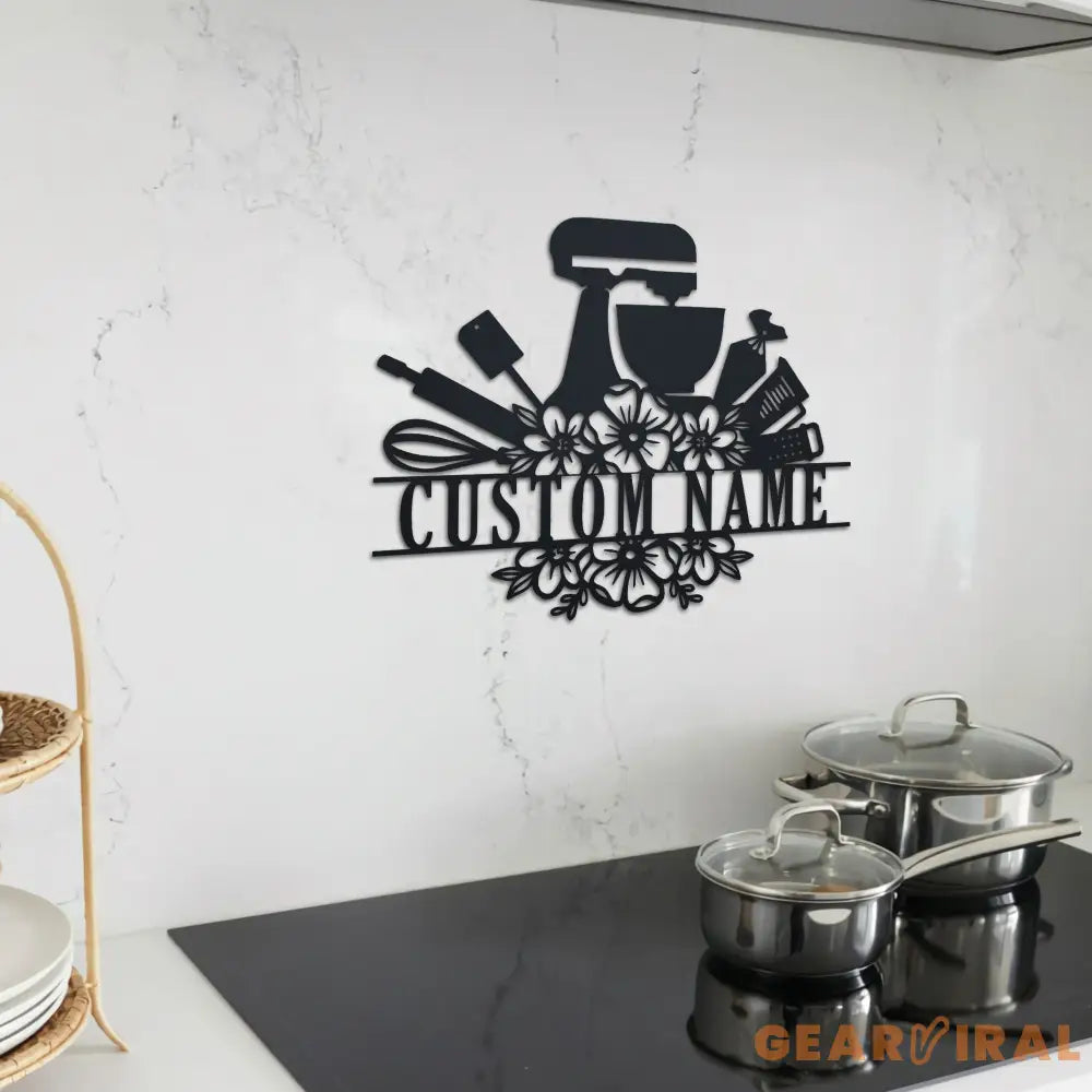 Custom Baking Metal Wall Art - Personalized Baker Name Sign Decoration Hanging for Home - Baker Sign - Baker Gift