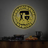 Custom Baking Metal Wall Art with Led Light Personalized Baker Name Sign Decoration Baker Sign Baker Gift Kitchen Decor