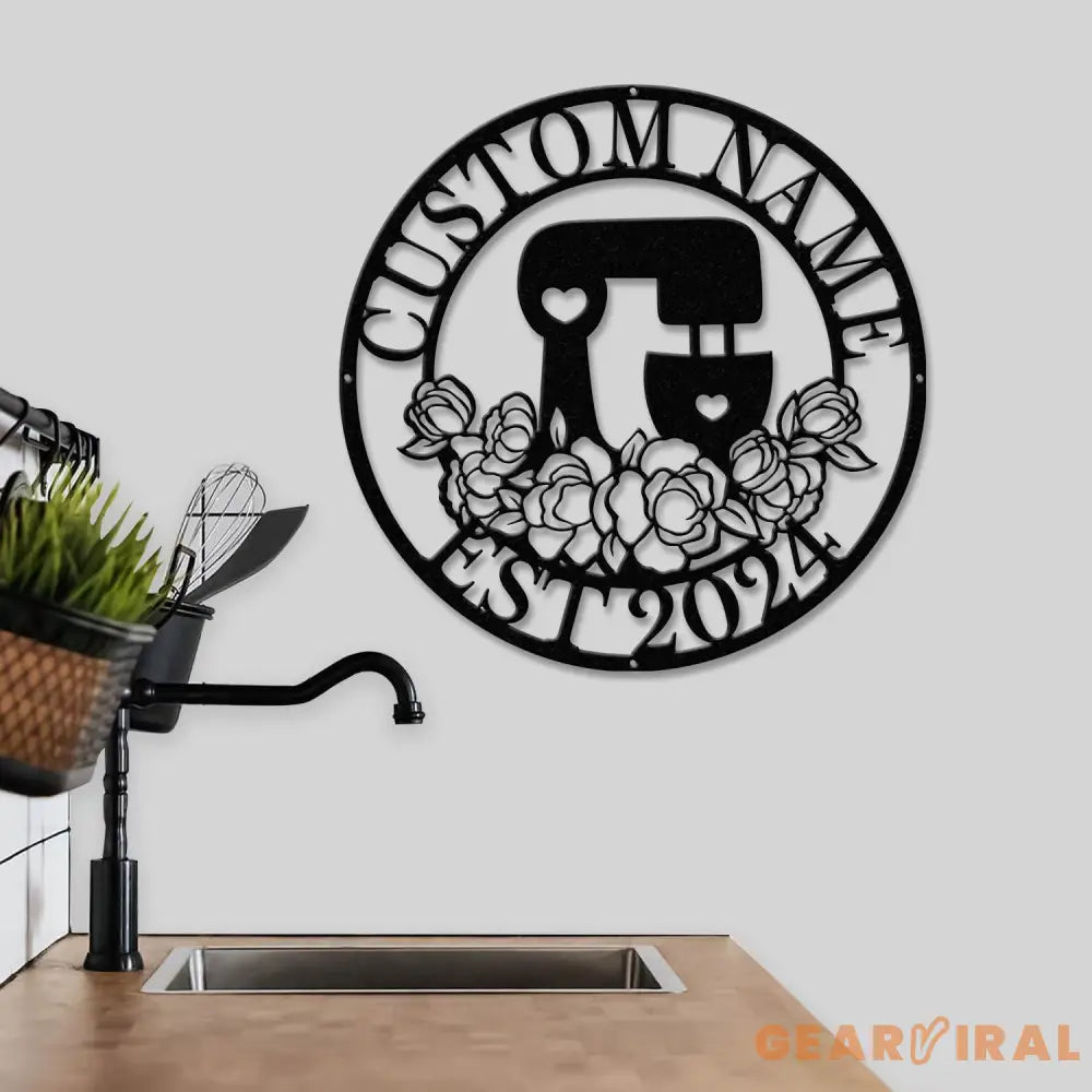 Custom Baking Metal Wall Art with Led Light Personalized Baker Name Sign Decoration Baker Sign Baker Gift Kitchen Decor