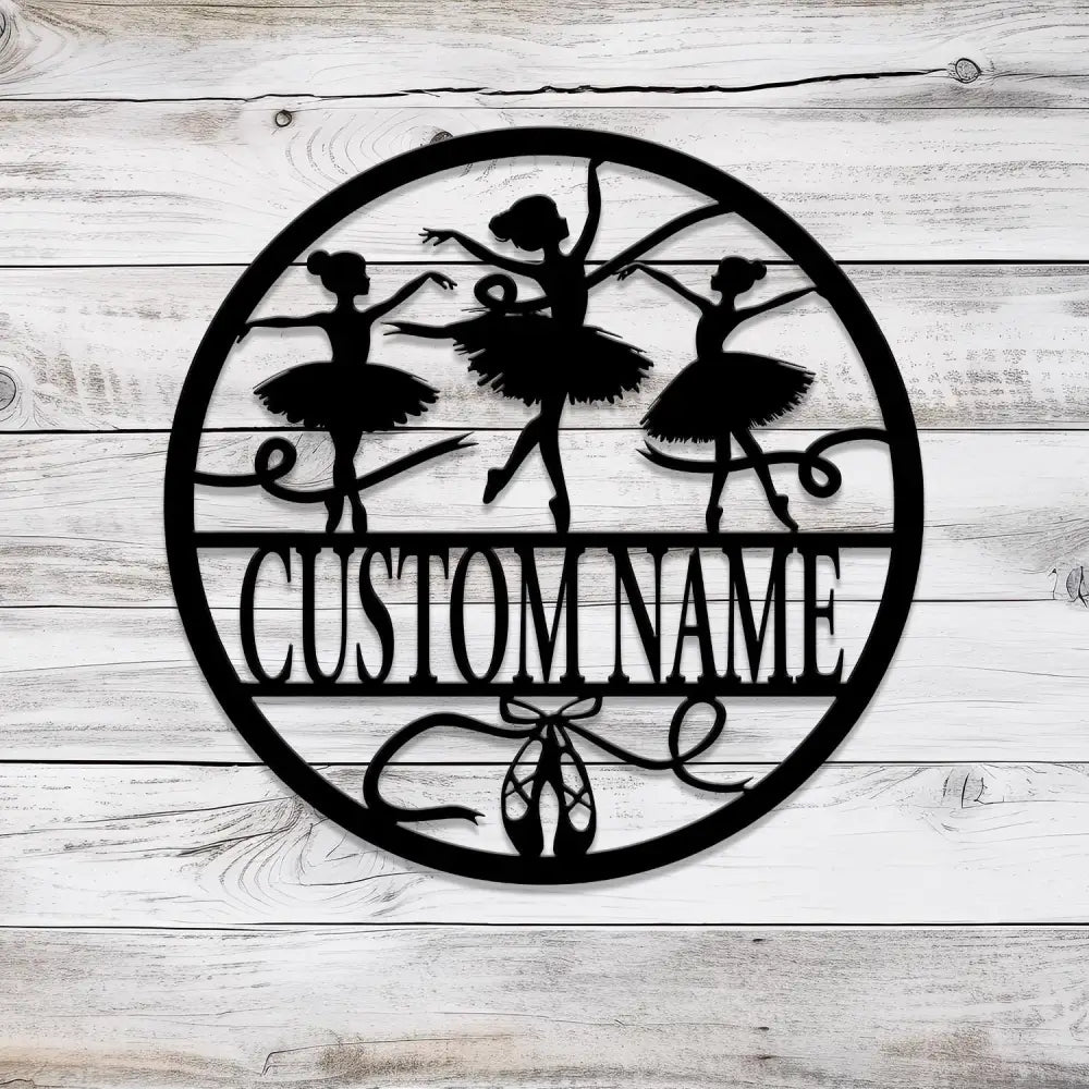 Custom Ballerina Shoes Metal Wall Art With LED Light Personalized Ballet Lover Name Sign Nursery Decor Girls Room Decor