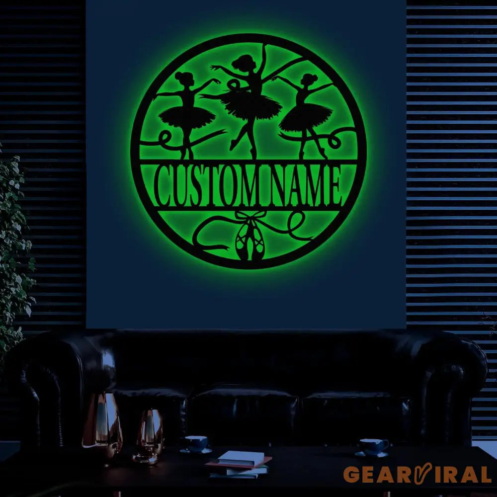 Custom Ballerina Shoes Metal Wall Art With LED Light Personalized Ballet Lover Name Sign Nursery Decor Girls Room Decor