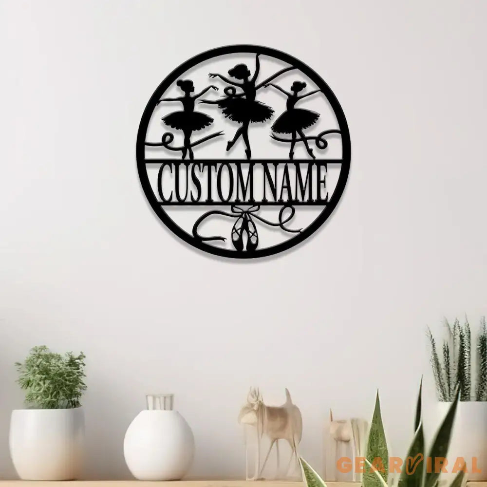 Custom Ballerina Shoes Metal Wall Art With LED Light Personalized Ballet Lover Name Sign Nursery Decor Girls Room Decor