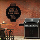 Custom Bar and Grill Metal Wall Art LED Light, Personalized Backyard BBQ Name Sign, Home Decor, Barbecue Decoration, Outdoor BQQ Signs