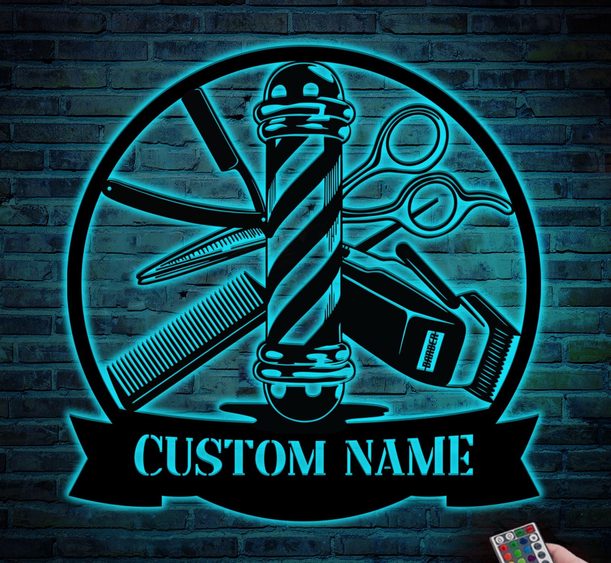 Custom Barber Metal Sign with LED Lights - Barber Shop Art - Barber Birthday Gift - Barber Wall Decor | GearViral