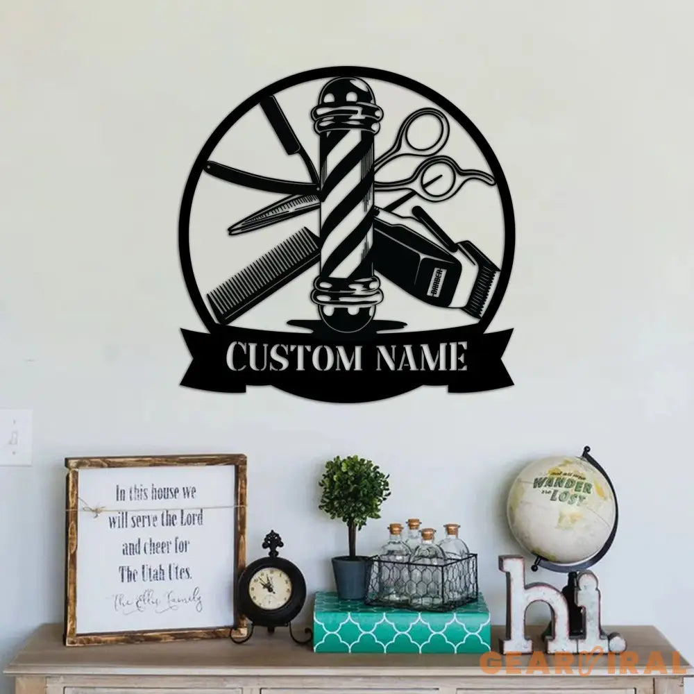 Custom Barber Metal Sign with LED Lights - Barber Shop Art - Barber Birthday Gift - Barber Wall Decor | GearViral
