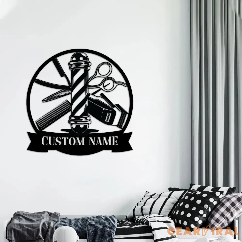 Custom Barber Metal Sign with LED Lights - Barber Shop Art - Barber Birthday Gift - Barber Wall Decor | GearViral