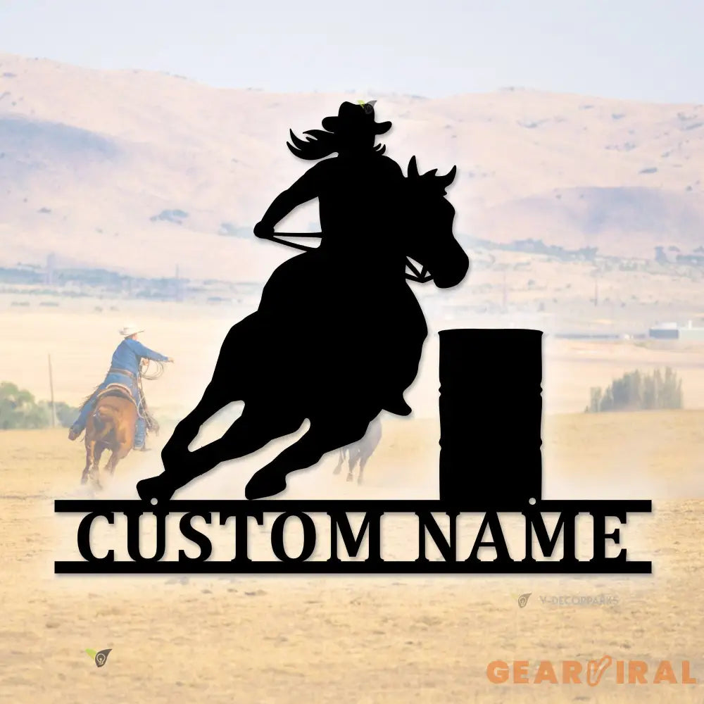 Custom Barrel Racing Led Lights Metal Wall Art - Horse - Personalized Racer Name Art Decoration Hanging for Home