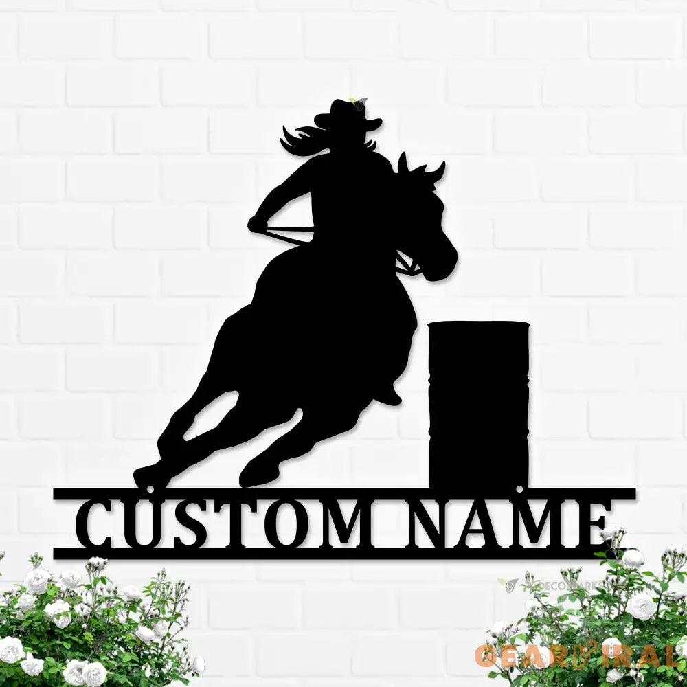 Custom Barrel Racing Led Lights Metal Wall Art - Horse - Personalized Racer Name Art Decoration Hanging for Home