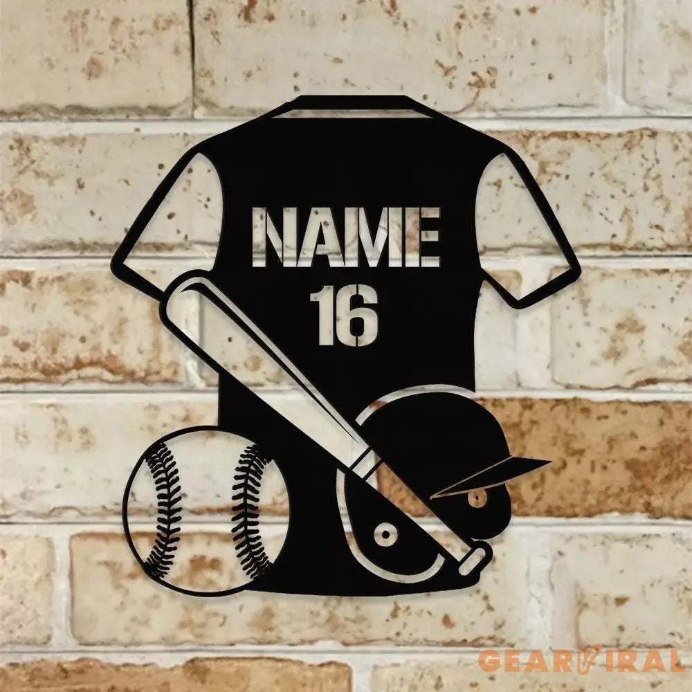 Custom Base Ball Number Metal Sign with LED Lights Personalized Family Name Metal Sign Wall Decor Personalized Wall