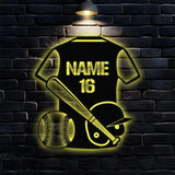 Custom Base Ball Number Metal Sign with LED Lights Personalized Family Name Metal Sign Wall Decor Personalized Wall