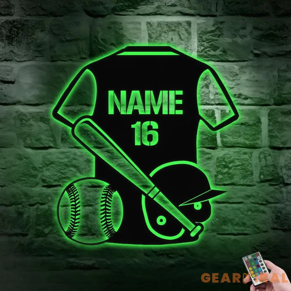 Custom Base Ball Number Metal Sign with LED Lights Personalized Family Name Metal Sign Wall Decor Personalized Wall