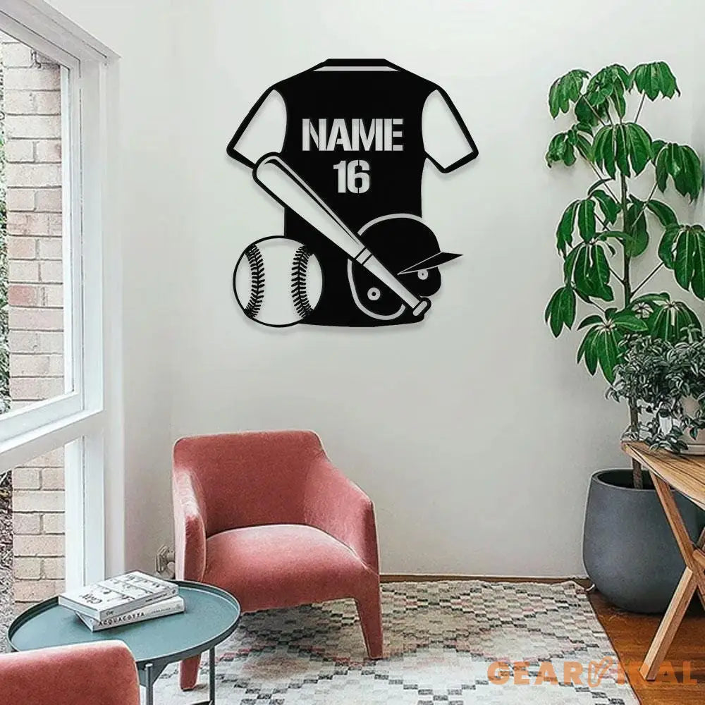 Custom Base Ball Number Metal Sign with LED Lights Personalized Family Name Metal Sign Wall Decor Personalized Wall