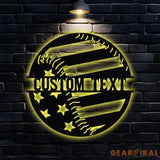Custom Baseball American Metal Sign with LED Lights Personalized Family Name Metal Sign Personalized Wall Art