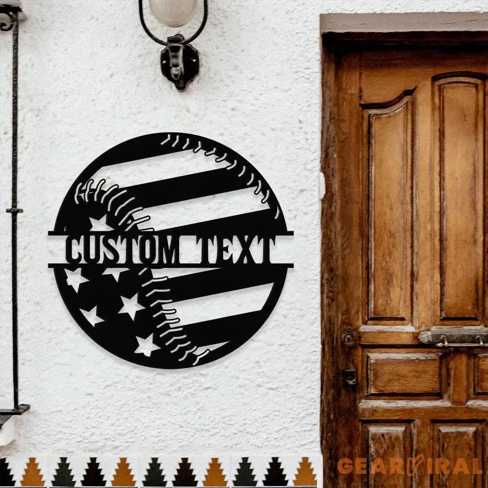 Custom Baseball American Metal Sign with LED Lights Personalized Family Name Metal Sign Personalized Wall Art