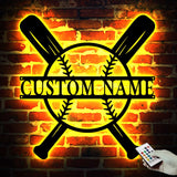 Custom Baseball Bat Metal Sign with LED Lights - Baseball Name Sign - Baseball Lover - Sport Room Decor | GearViral