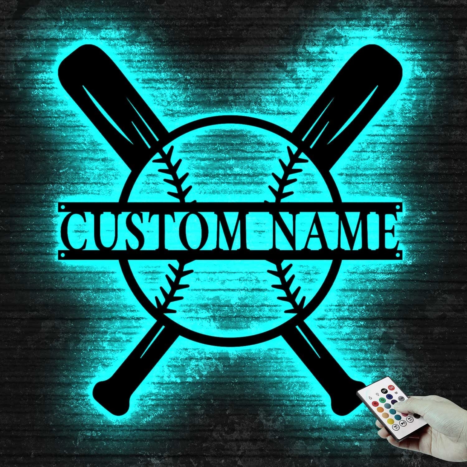 Custom Baseball Bat Metal Sign with LED Lights - Baseball Name Sign - Baseball Lover - Sport Room Decor | GearViral