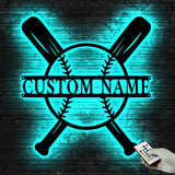 Custom Baseball Bat Metal Sign with LED Lights - Baseball Name Sign - Baseball Lover - Sport Room Decor | GearViral