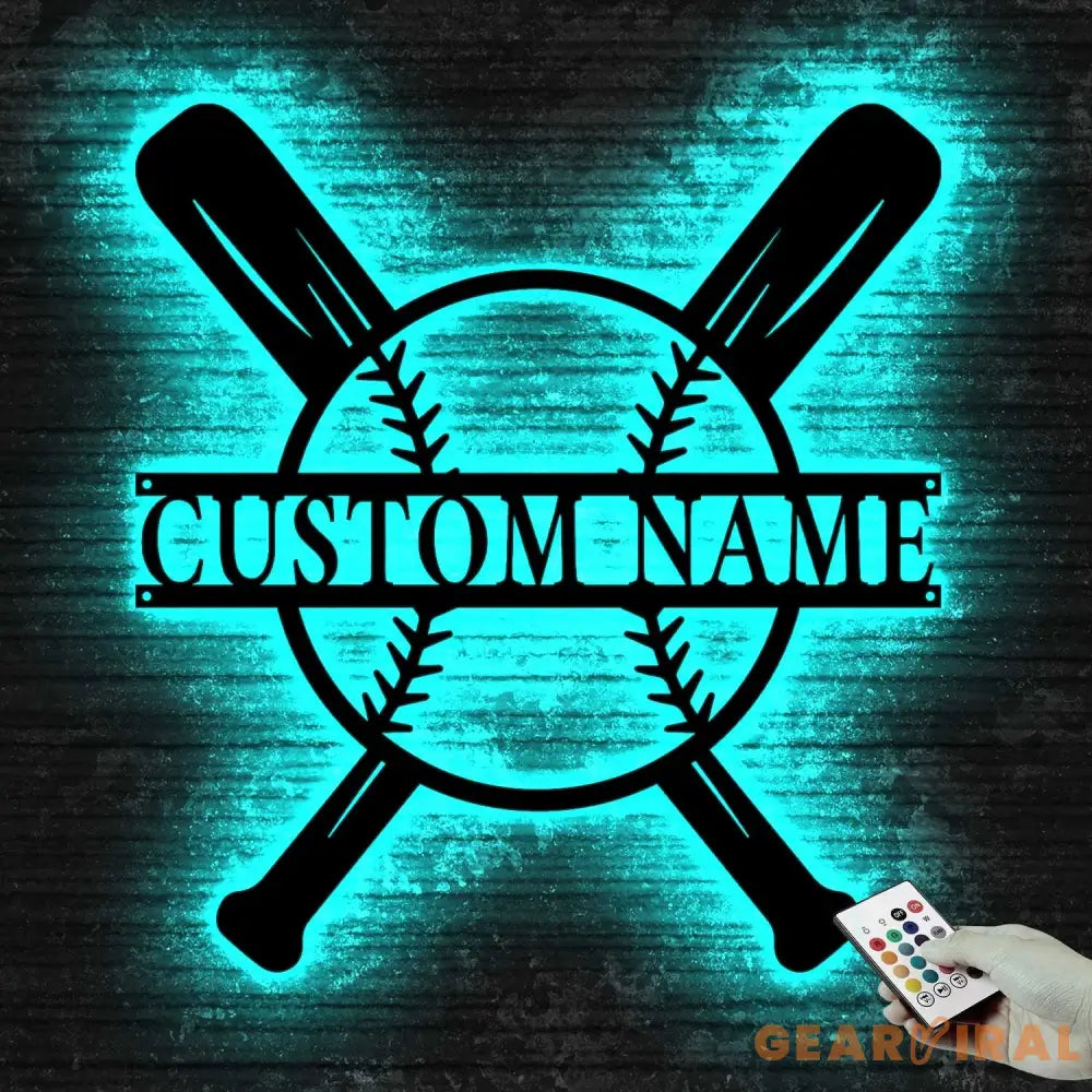 Custom Baseball Bat Metal Sign with LED Lights - Baseball Name Sign - Baseball Lover - Sport Room Decor | GearViral