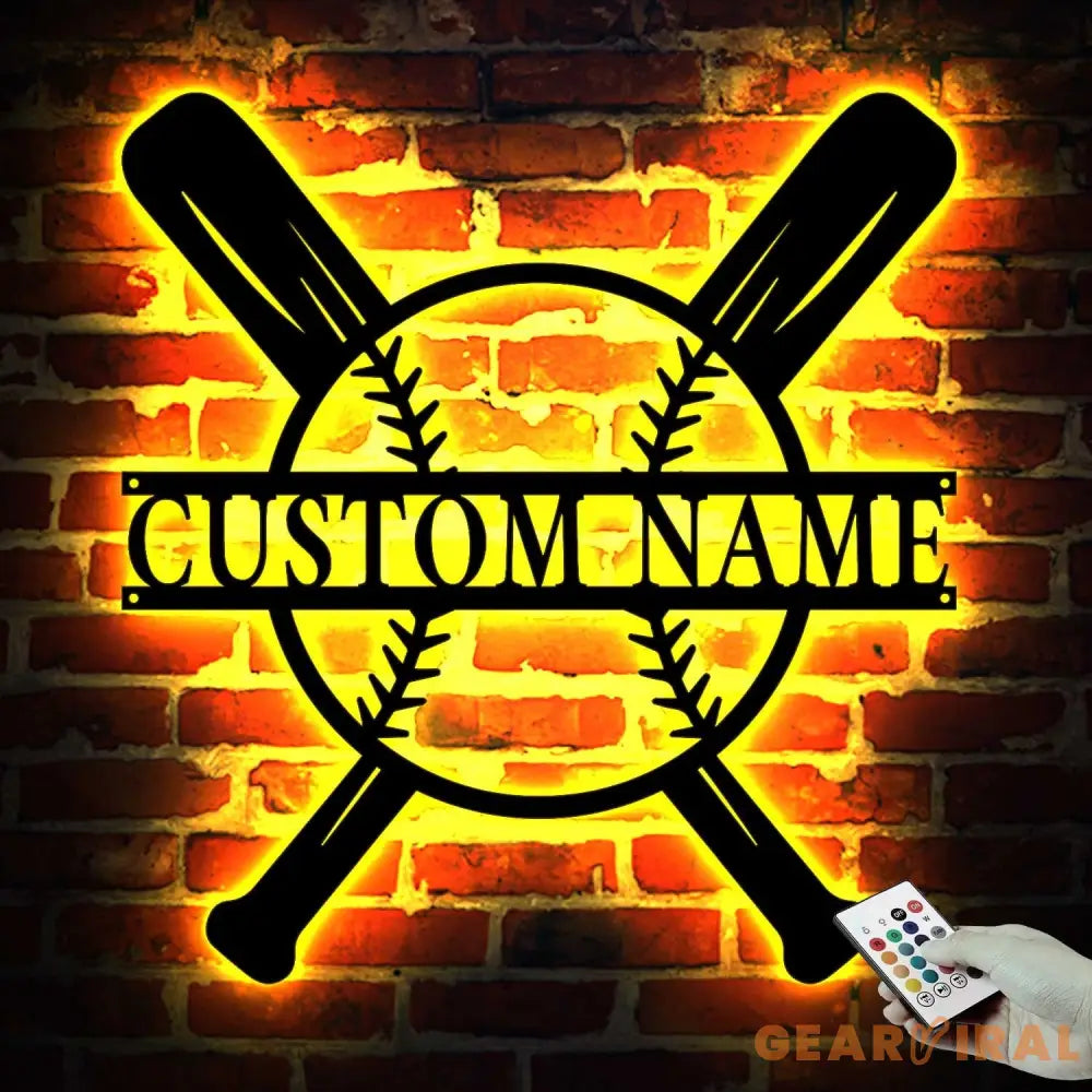 Custom Baseball Bat Metal Sign with LED Lights - Baseball Name Sign - Baseball Lover - Sport Room Decor | GearViral