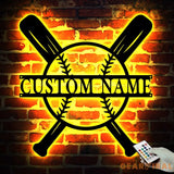 Custom Baseball Bat Metal Sign with LED Lights - Baseball Name Sign - Baseball Lover - Sport Room Decor | GearViral