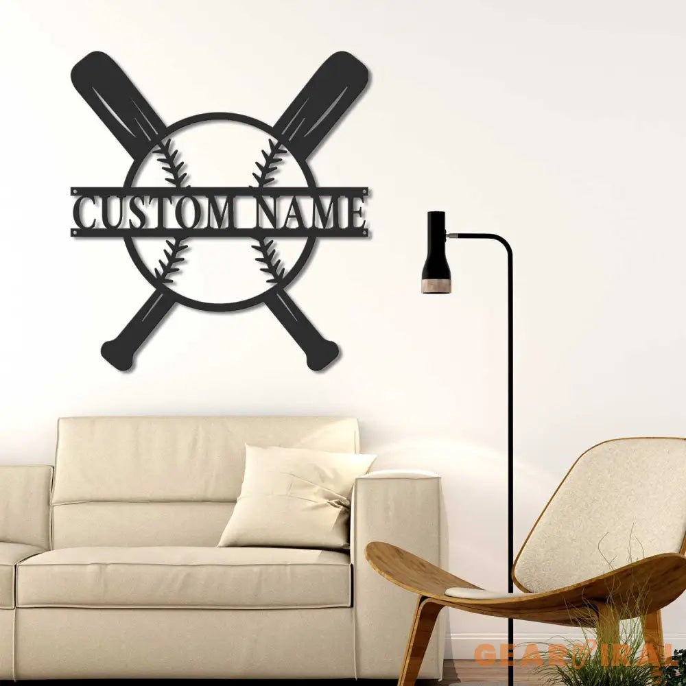 Custom Baseball Bat Metal Sign with LED Lights - Baseball Name Sign - Baseball Lover - Sport Room Decor | GearViral