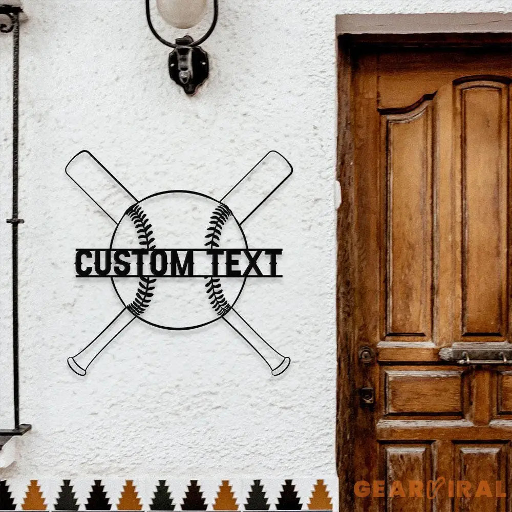 Custom Baseball Bat Metal Sign with LED Lights Personalized Family Name Sign Outdoor Door Decor Personalized Wall Art