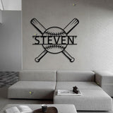 Custom Baseball Bat Metal Wall Art With LED Light - Personalized Baseball Player Name Sign Decoration For Room - Baseball Metal LED Decor Gift | GearViral
