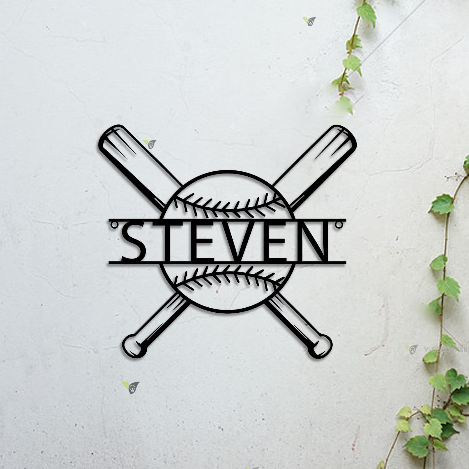 Custom Baseball Bat Metal Wall Art With LED Light - Personalized Baseball Player Name Sign Decoration For Room - Baseball Metal LED Decor Gift | GearViral