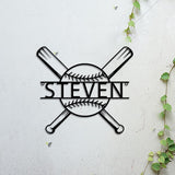 Custom Baseball Bat Metal Wall Art With LED Light - Personalized Baseball Player Name Sign Decoration For Room - Baseball Metal LED Decor Gift | GearViral