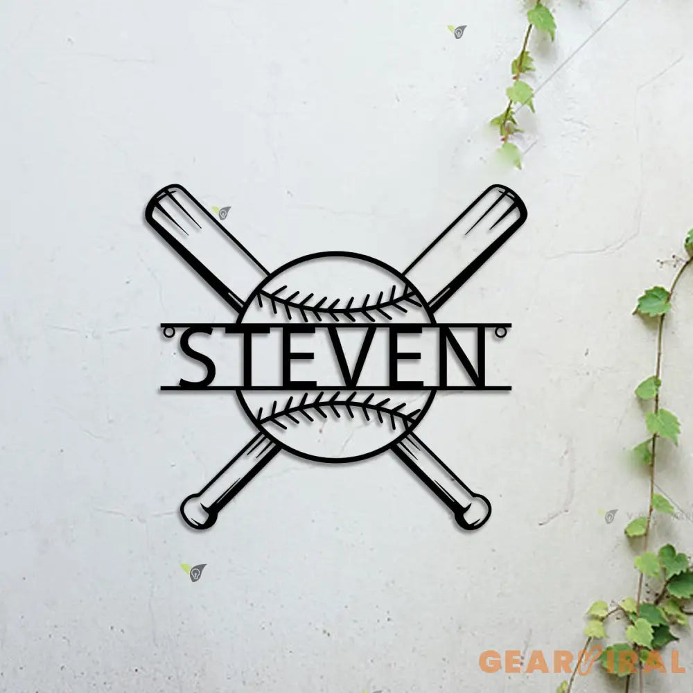 Custom Baseball Bat Metal Wall Art With LED Light - Personalized Baseball Player Name Sign Decoration For Room