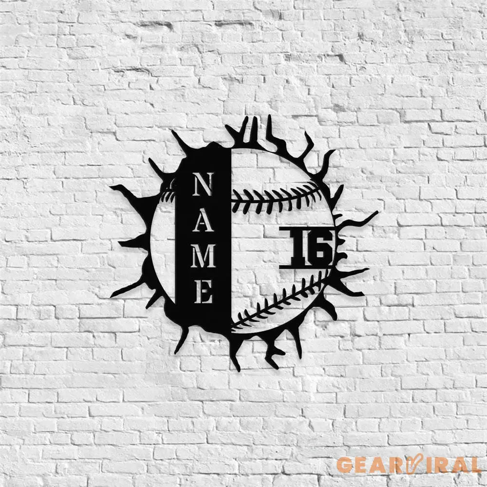 Custom Baseball Breakthrough Metal Sign with LED Lights Personalized Family Name Metal Sign Personalized Wall Art
