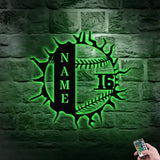 Custom Baseball Breakthrough Metal Sign with LED Lights Personalized Family Name Metal Sign Personalized Wall Art