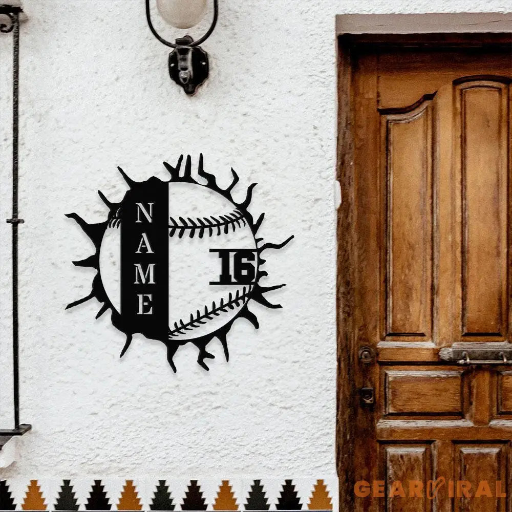 Custom Baseball Breakthrough Metal Sign with LED Lights Personalized Family Name Metal Sign Personalized Wall Art