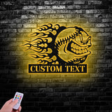 Custom Baseball Cartoon Angry Mean Face Metal Wall Art LED Light, Softball Player Name Sign, Baseball Name Sign, Baseball Lover - Gearviral
