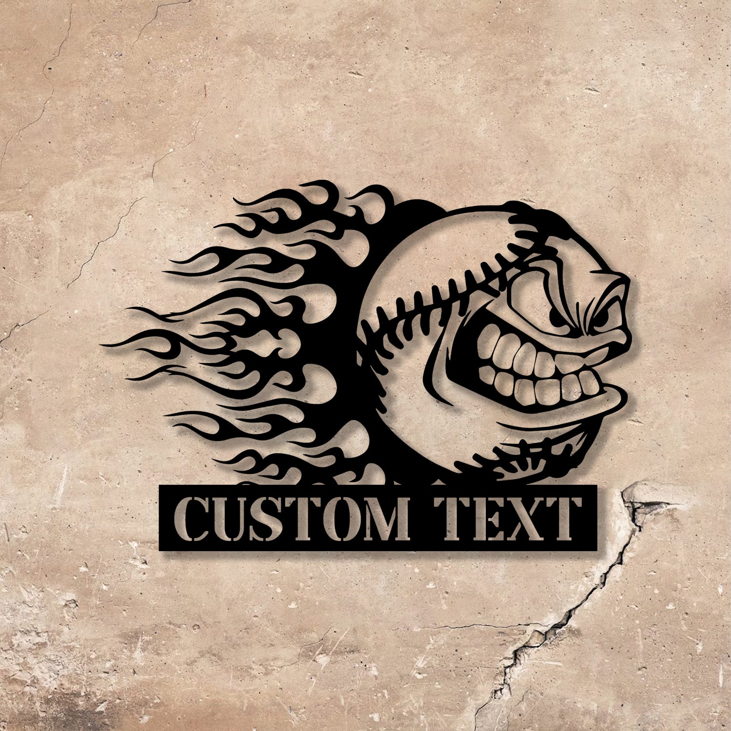 Custom Baseball Cartoon Angry Mean Face Metal Wall Art LED Light, Softball Player Name Sign, Baseball Name Sign, Baseball Lover - Gearviral