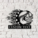Custom Baseball Cartoon Angry Mean Face Metal Wall Art LED Light, Softball Player Name Sign, Baseball Name Sign, Baseball Lover - Gearviral