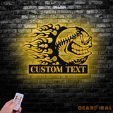 Custom Baseball Cartoon Angry Mean Face Metal Wall Art LED Light Softball Player Name Sign Baseball Name Sign Baseball