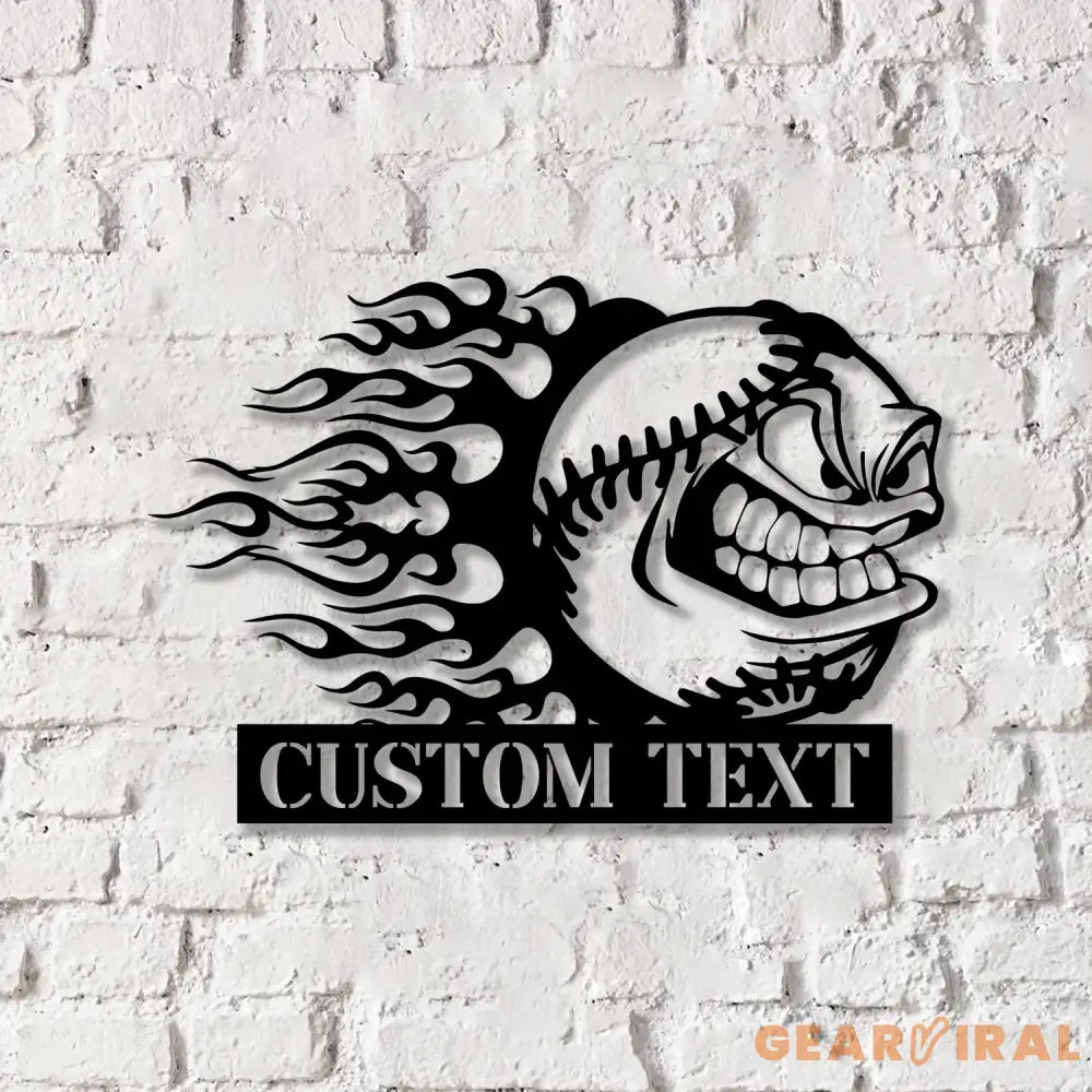 Custom Baseball Cartoon Angry Mean Face Metal Wall Art LED Light Softball Player Name Sign Baseball Name Sign Baseball