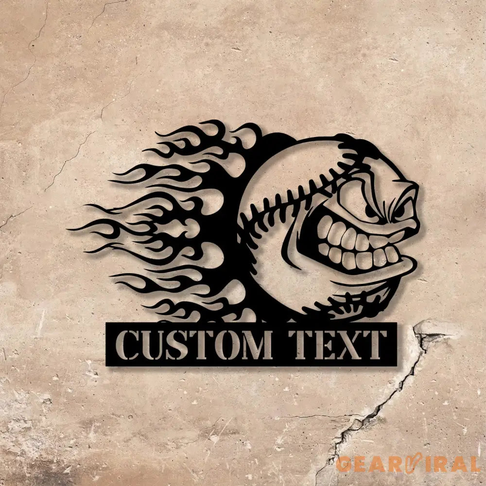 Custom Baseball Cartoon Angry Mean Face Metal Wall Art LED Light Softball Player Name Sign Baseball Name Sign Baseball