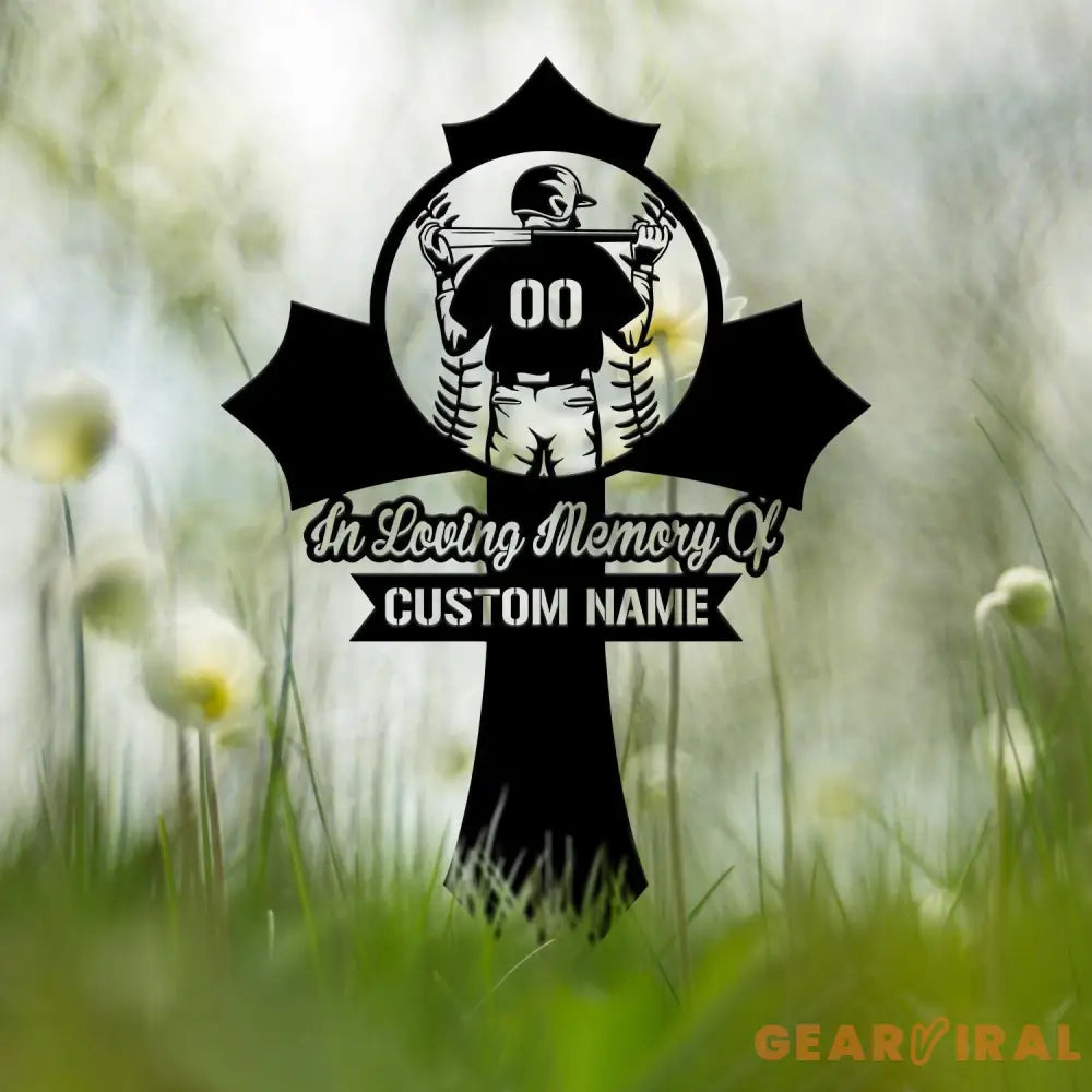 Custom Baseball Memorial Plaque Cross Stake Personalized Baseball Grave Marker Remembrance Stake Garden Decor Sympathy