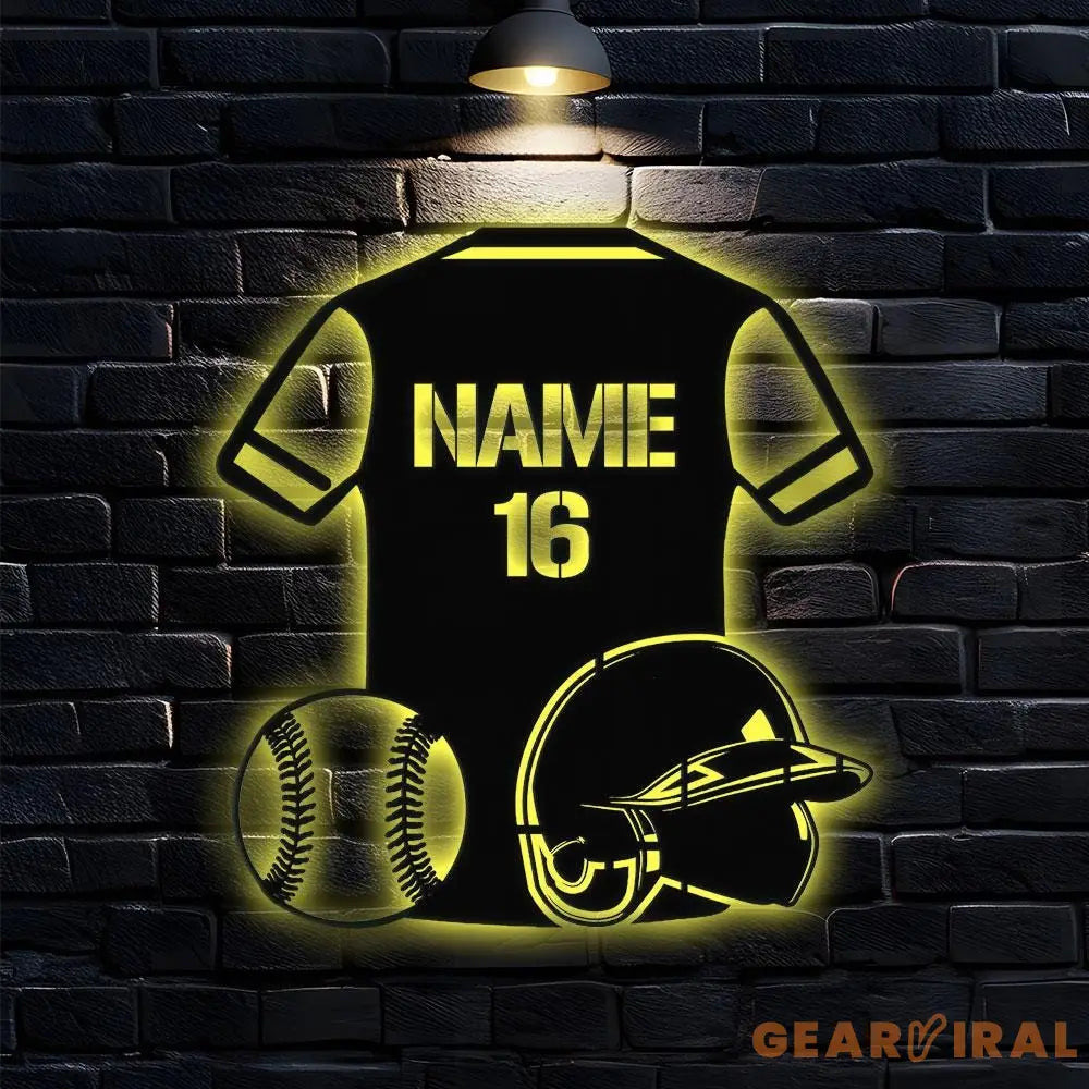 Custom Baseball Metal Sign with LED Lights Personalized Family Name Metal Sign Wall Decor Personalized Wall Art