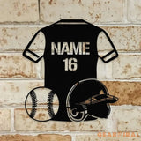 Custom Baseball Metal Sign with LED Lights Personalized Family Name Metal Sign Wall Decor Personalized Wall Art