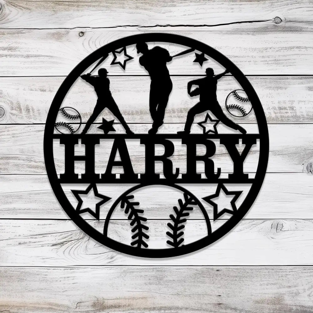 Custom Baseball Metal Wall Art LED Light Personalized Softball Player Name Sign Home Decor Boy Room Decor Nursery Name