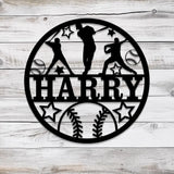 Custom Baseball Metal Wall Art LED Light Personalized Softball Player Name Sign Home Decor Boy Room Decor Nursery Name