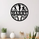 Custom Baseball Metal Wall Art LED Light Personalized Softball Player Name Sign Home Decor Boy Room Decor Nursery Name