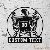 Custom Baseball Metal Wall Art LED Light Personalized Softball Player Name Sign Baseball Lover Sports Room Decor Kids