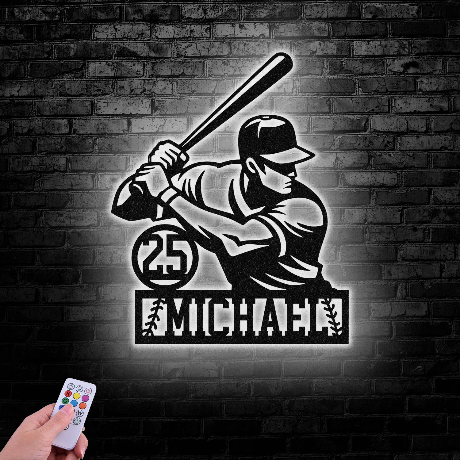 Custom Baseball Metal Wall Art LED Light, Personalized Softball Player Name Sign, Softball Player Name Sign Decor Vs3 - Gearviral