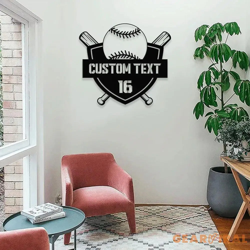 Custom Baseball - Metal Wall Sign with LED Lights - Personalized Family Name Metal Sign Personalized Wall Art