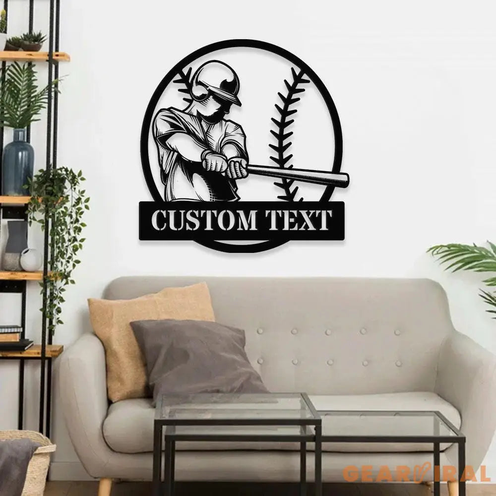 Custom Baseball Name Decor Room Metal Sign with LED Lights Personalized Family Name Metal Sign Personalized Wall Art