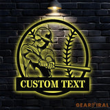 Custom Baseball Name Decor Room Metal Sign with LED Lights Personalized Family Name Metal Sign Personalized Wall Art